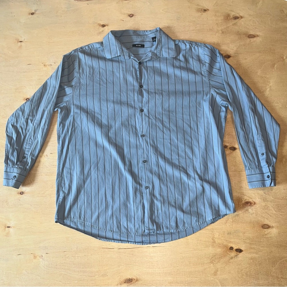 Alfani Blue Striped Long-Sleeve Dress Shirt -XXL